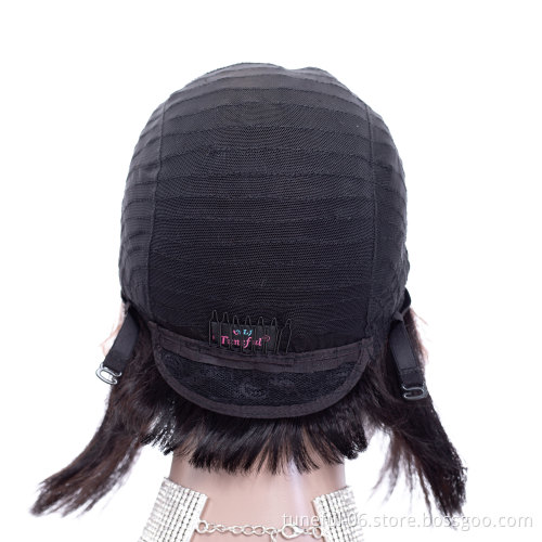 Tuneful christmas  wholesale 100% peruvian human unpressed short hair style remy virgin hair front  wig 005 bobo